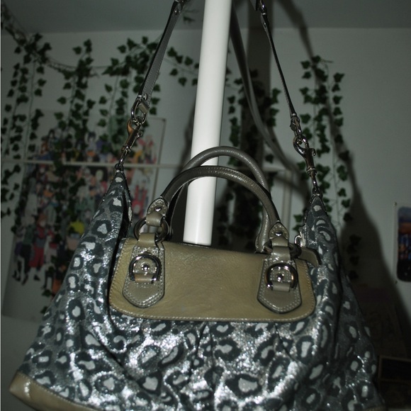 Coach Metallic Gray Leopard Shoulder Bag - Picture 2 of 11
